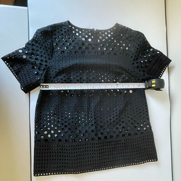Eyelet Embroided Top -Short Sleeve - Black - Size Small - Picture 5 of 5
